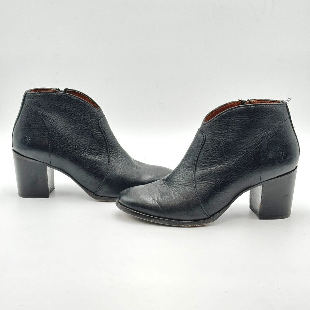 FRYE Womens 7.5 Black Leather Nora Ankle Boots Cowgirl Giddy Up Booties Business
